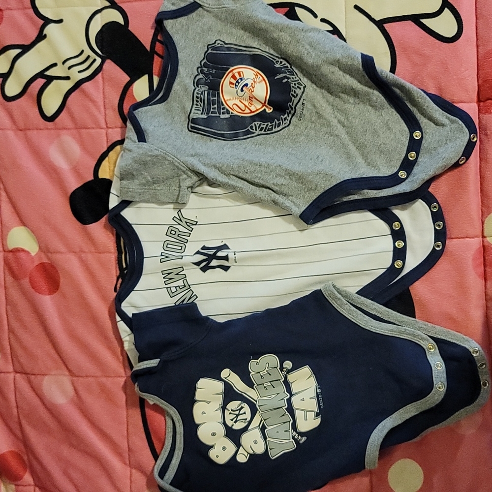 Pre loved 3 Yankees onesies